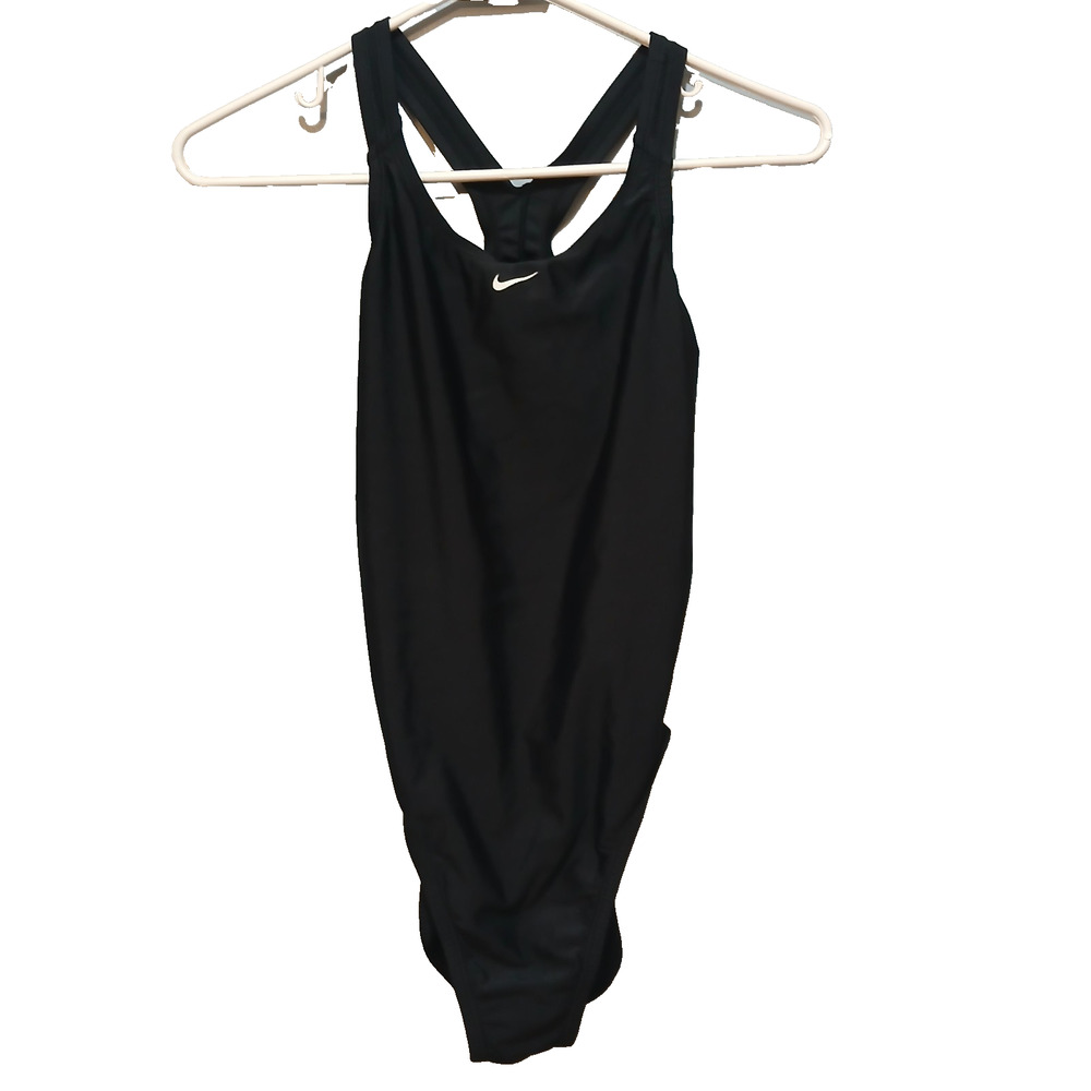 Nike Swimsuit Womens Size 8 Black One Piece Bathing Suit Racerback Straps